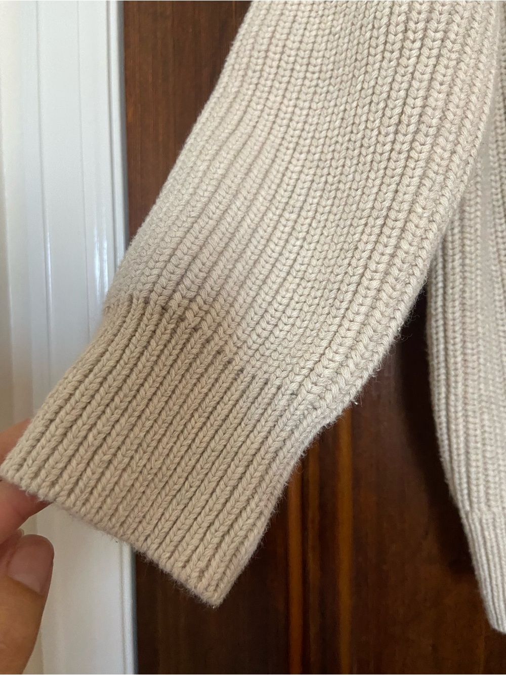 Quince Neutral Cream Ribbed Button-Front Cardigan - Picture 7 of 7